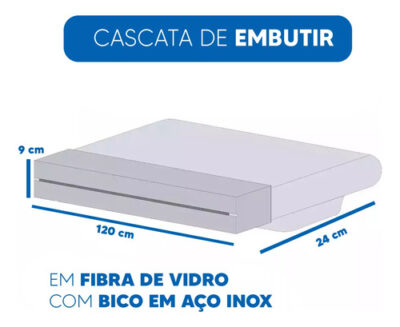 Cascata De Embutir Fibra 120 Cm Acabamento Inox - Imagem 2